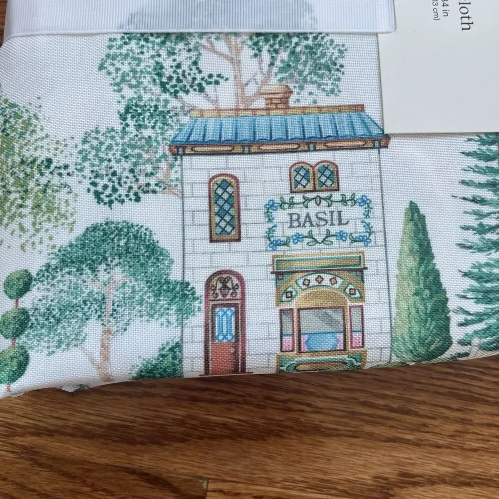 Lenox Spice Village White Tablecloth 70” Round Cottage Country Table  Decor NEW